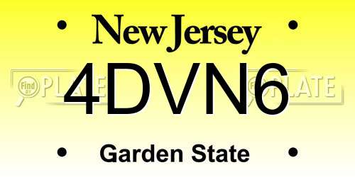 4DVN6 New Jersey License Plate