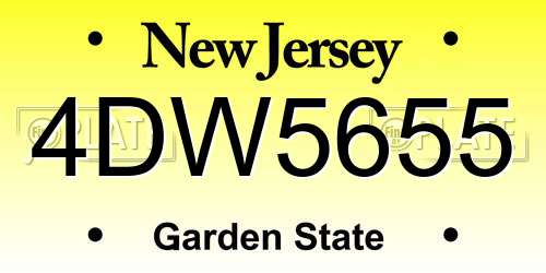 4DW5655 New Jersey License Plate