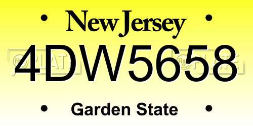 4DW5658 New Jersey License Plate