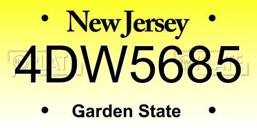 4DW5685 New Jersey License Plate