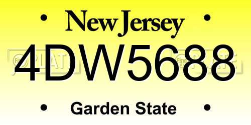 4DW5688 New Jersey License Plate