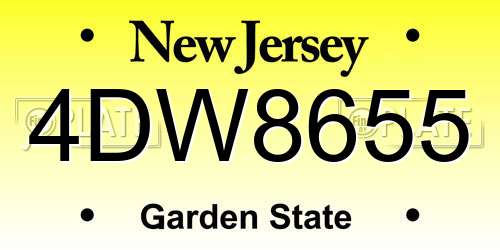 4DW8655 New Jersey License Plate