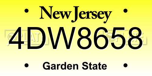 4DW8658 New Jersey License Plate