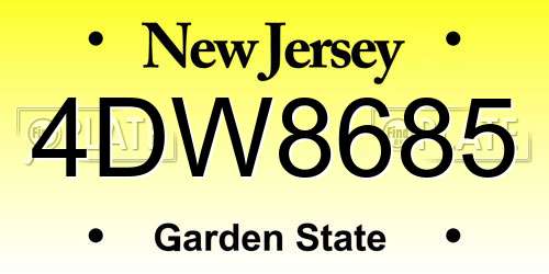 4DW8685 New Jersey License Plate