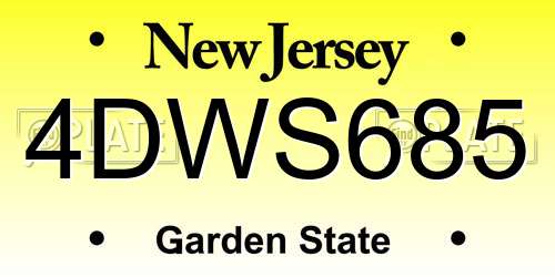 4DWS685 New Jersey License Plate