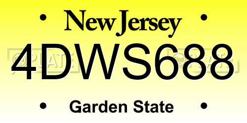 4DWS688 New Jersey License Plate