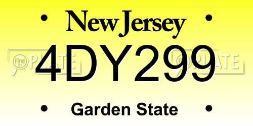 4DY299 New Jersey License Plate