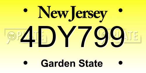 4DY799 New Jersey License Plate