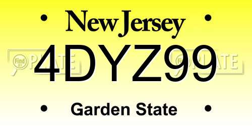 4DYZ99 New Jersey License Plate