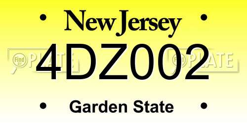4DZ002 New Jersey License Plate