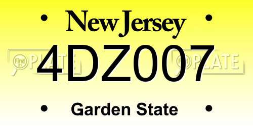 4DZ007 New Jersey License Plate