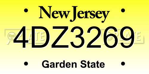 4DZ3269 New Jersey License Plate
