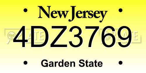 4DZ3769 New Jersey License Plate