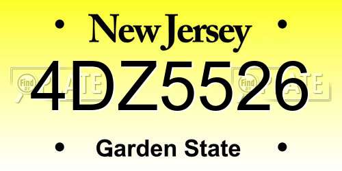 4DZ5526 New Jersey License Plate