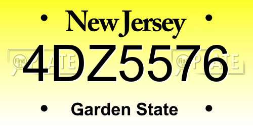 4DZ5576 New Jersey License Plate