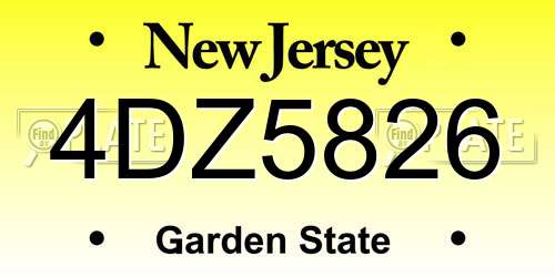 4DZ5826 New Jersey License Plate