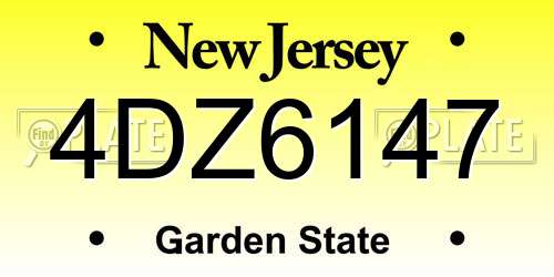 4DZ6147 New Jersey License Plate