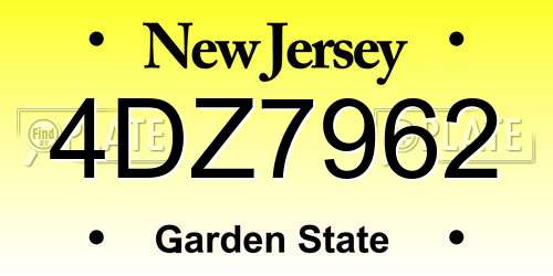 4DZ7962 New Jersey License Plate