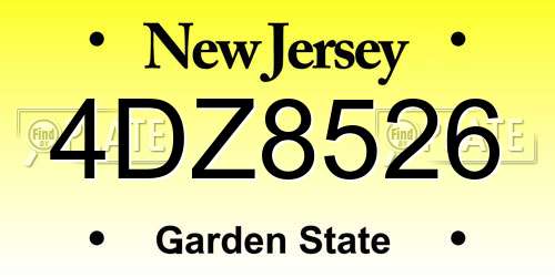 4DZ8526 New Jersey License Plate