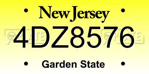 4DZ8576 New Jersey License Plate