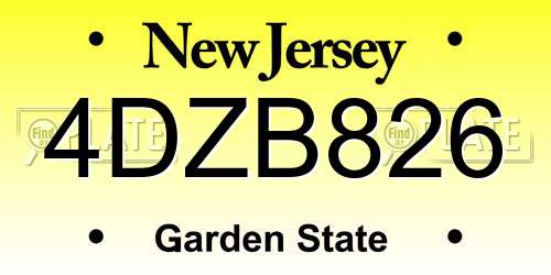 4DZB826 New Jersey License Plate