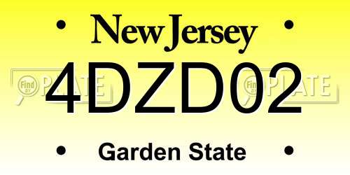 4DZD02 New Jersey License Plate