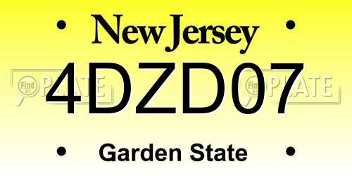 4DZD07 New Jersey License Plate