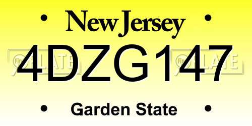 4DZG147 New Jersey License Plate