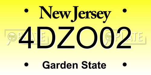 4DZO02 New Jersey License Plate