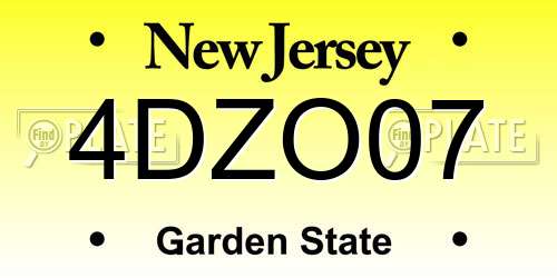 4DZO07 New Jersey License Plate