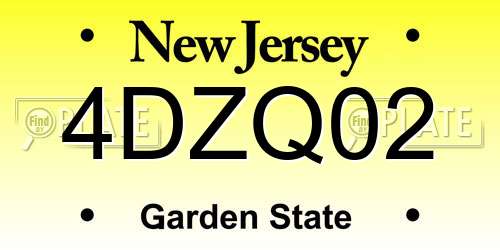 4DZQ02 New Jersey License Plate