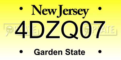 4DZQ07 New Jersey License Plate