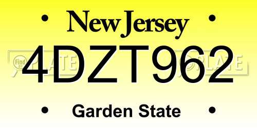 4DZT962 New Jersey License Plate