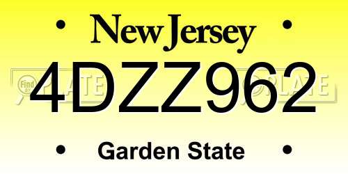 4DZZ962 New Jersey License Plate