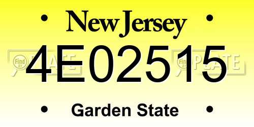 4E02515 New Jersey License Plate