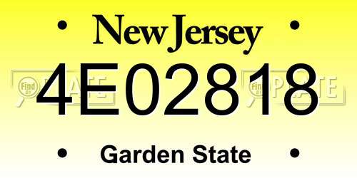 4E02818 New Jersey License Plate