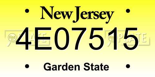 4E07515 New Jersey License Plate