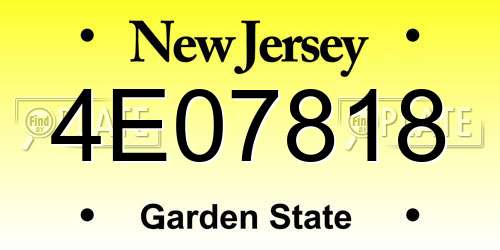 4E07818 New Jersey License Plate