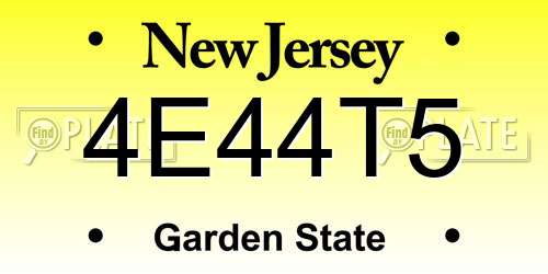 4E44T5 New Jersey License Plate