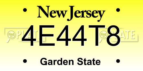 4E44T8 New Jersey License Plate