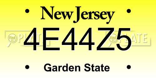 4E44Z5 New Jersey License Plate