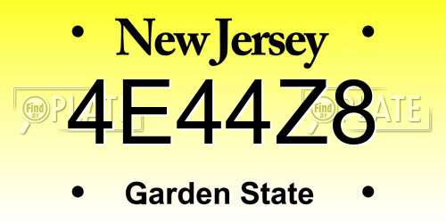 4E44Z8 New Jersey License Plate