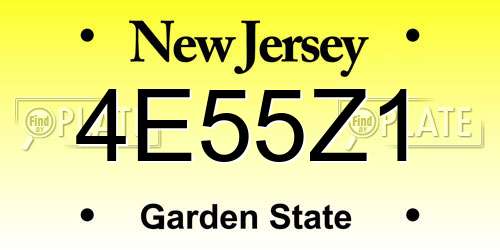 4E55Z1 New Jersey License Plate