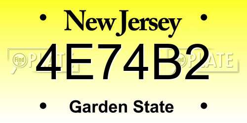 4E74B2 New Jersey License Plate