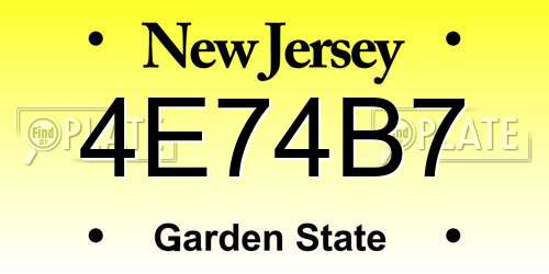 4E74B7 New Jersey License Plate
