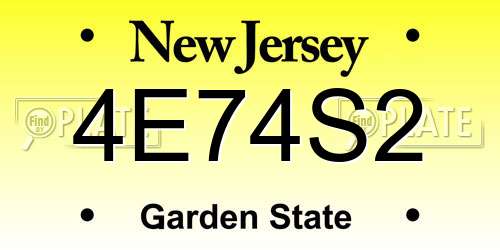 4E74S2 New Jersey License Plate