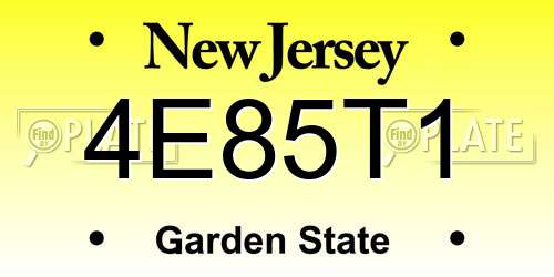 4E85T1 New Jersey License Plate