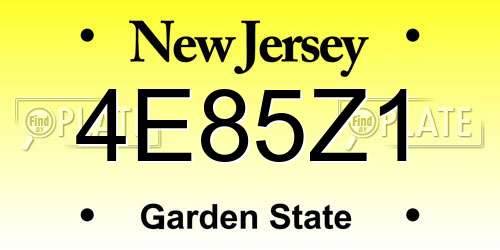 4E85Z1 New Jersey License Plate
