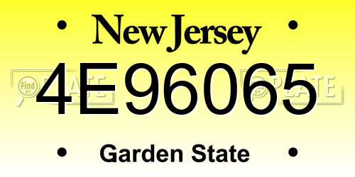 4E96065 New Jersey License Plate