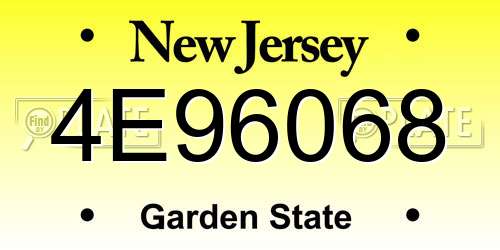 4E96068 New Jersey License Plate